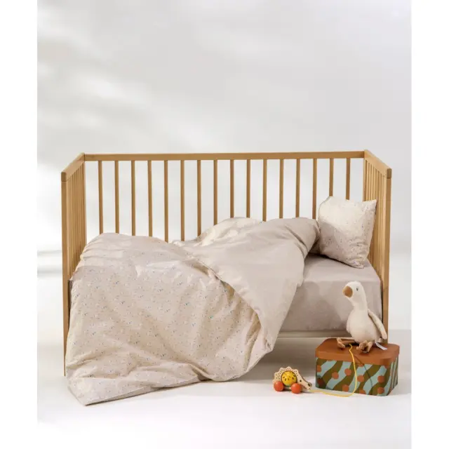 Σετ Παπλωματοθήκη Κούνιας 2 Τεμαχίων Kentia Chico Beige-White-Blue-Orange 100x140