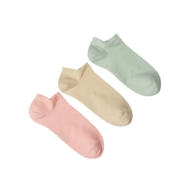 FMS Γυναικείες Κάλτσες Sneaker Μονώχρωμες - 3 Ζεύγη, Χρώμα Mint-Tan-Pink Pal - ONESIZE