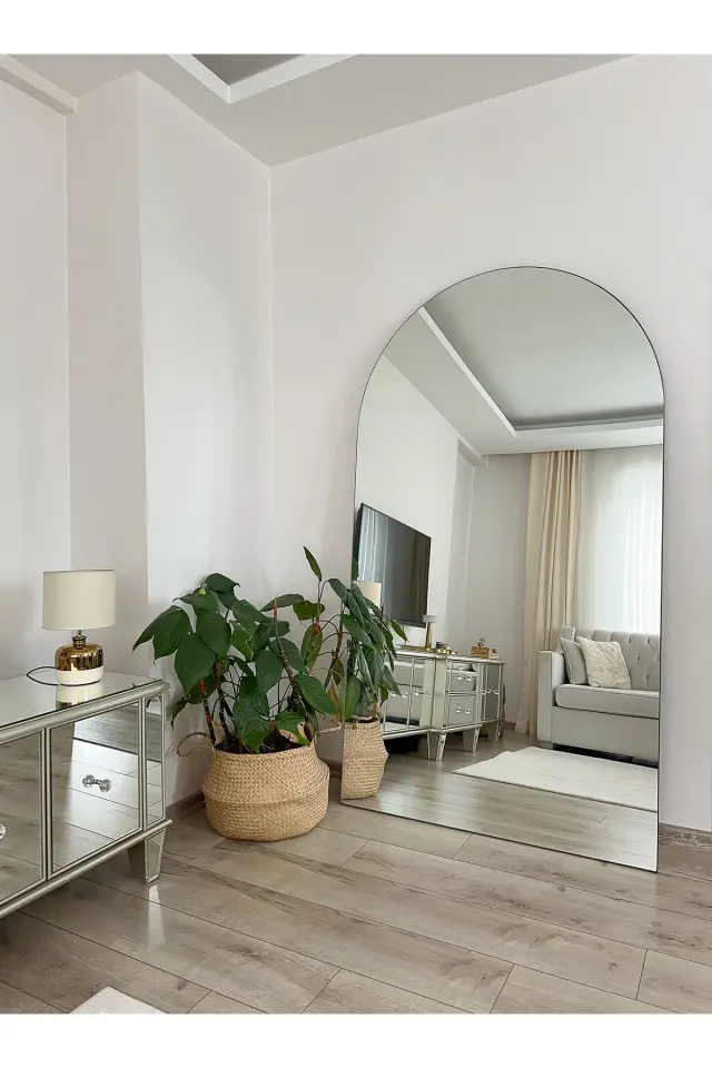 Stewehome Οβάλ επιδαπέδιος καθρέφτης χωρίς πλαίσιο Λευκό 180x100 cm 3