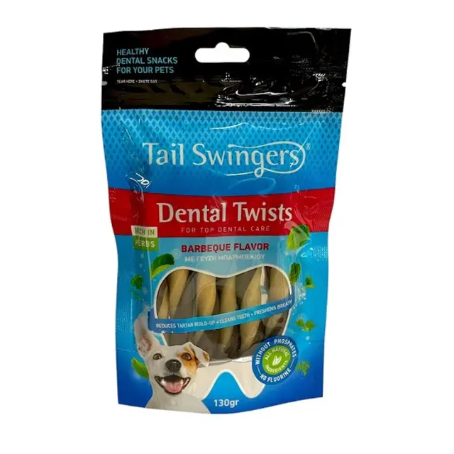 Tail Swingers Dental Twists Roll Σνακ Οδοντικό με Γεύση Barbeque 130gr