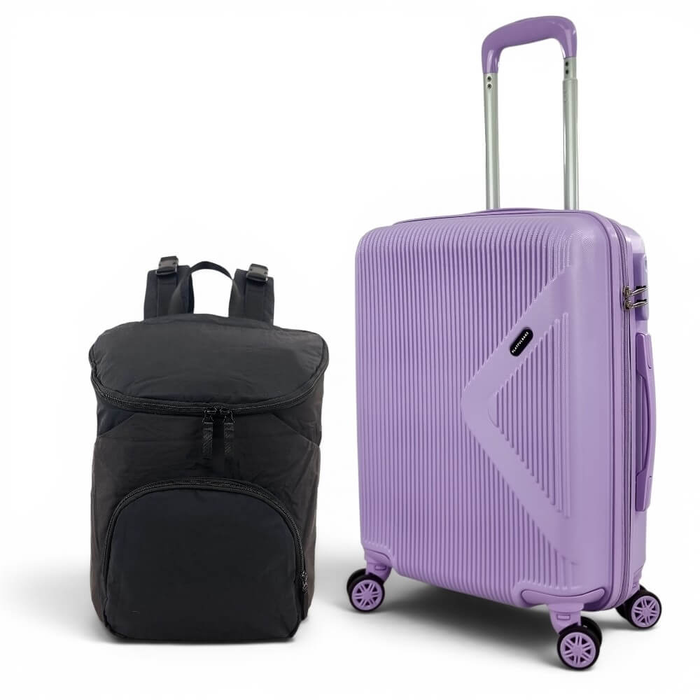 Σετ Ταξιδιού PLAYFULBAGS PS029-20-SET2 – Σκληρή Βαλίτσα Καμπίνας (55x40x20cm) + Σακίδιο Προσωπικού Αντικειμένου (40x30x20) – Ιδανικό για Ryanair & Low-Cost Πτήσεις - Ροζ/Χρυσό