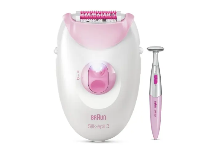 Αποτριχωτική Μηχανή Epilator Braun Silk Epil 3 SE3-202 με 2 ταχύτητες και τρίμερ για μπικίνι - PinkSE3-202