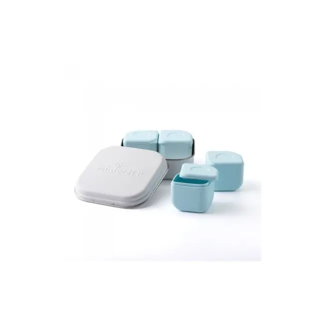 Miniware Des.11 Δοχείο Φαγητού Inox Σιέλ 15X15Cm Με 2 Αποθηκευτικά Δοχεία Σιλικόνης