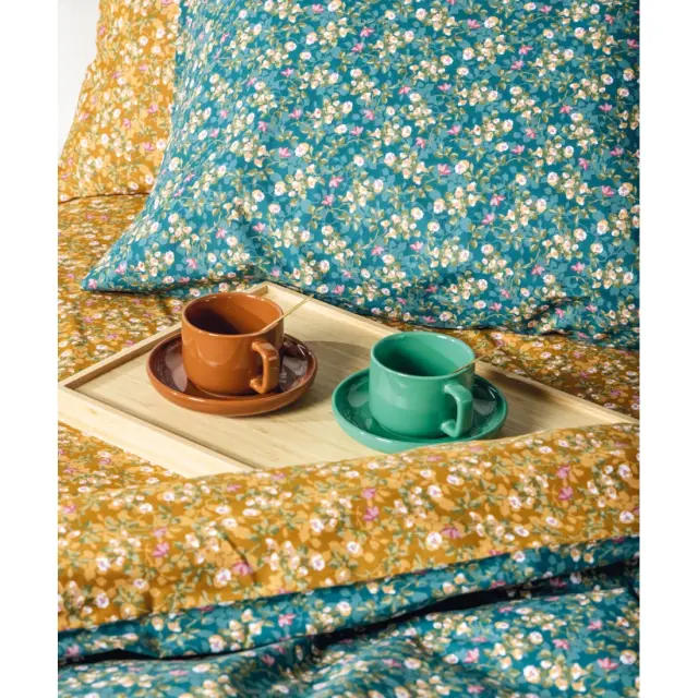 Σετ Παπλωματοθήκη Μονή 2 Τεμαχίων Kentia Fay Petrol-Mustard-Green-Pink 165x245 3