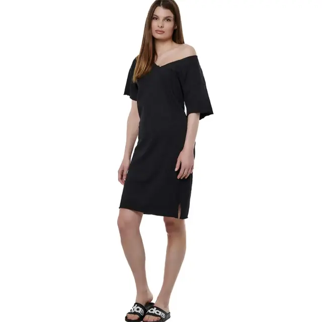 Body Action Women's Slub V-Neck Dress Μαύρο 051527-01 (Body Action) 2
