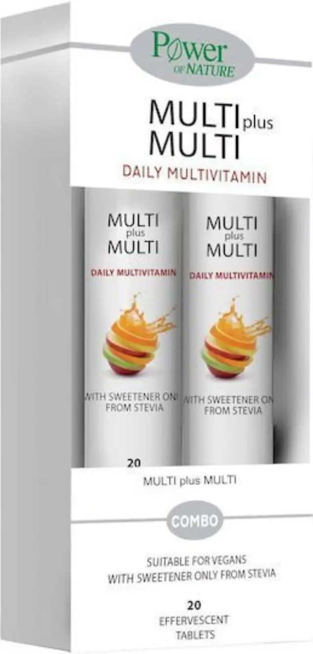 Power of Nature Promo Multi Plus Multi Daily Multivitamin Συμπλήρωμα Διατροφής Κατά της Κούρασης & Κόπωσης με Γεύση Ροδάκινο, 2x20 αναβράζοντα δισκία