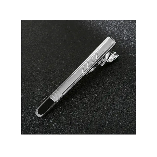 Ασημί Μαύρο Κλιπ Γραβάτας 6 cm με Σμάλτο – LGD-TC/51/ENAMEL
