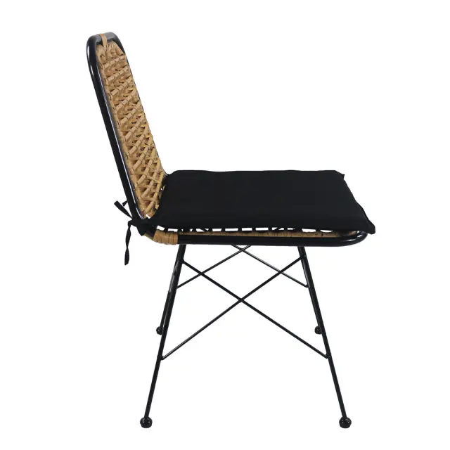 Καρέκλα Κήπου ATILIUS Φυσικό/Μαύρο Μέταλλο/Rattan 46x59x83cm 3