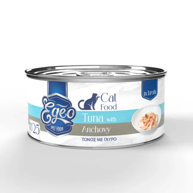 Egeo Υγρή Τροφή Adult Φιλέτο Τόνου με Γαύρο Σε Ζωμό 70gr Μονόχρωμο