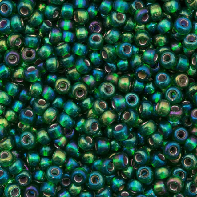 Χάντρα Miyuki Round Rocailles 8/0 - 91016 - Silver Lined Green AB ~25gr
