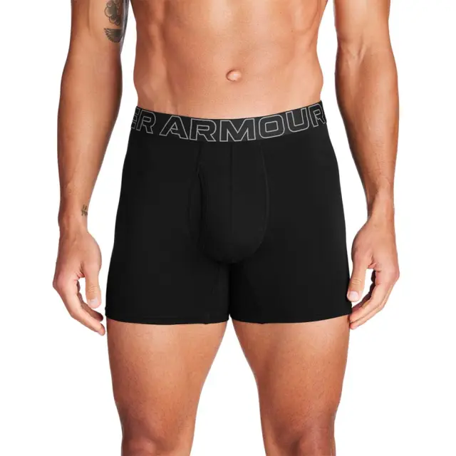 Under Armour Men's Performance Cotton 6inch 3 Pack Boxer Underwear Μαύρο 1383889-001 (Under Armour) - Medium