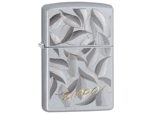 Αναπτηρας Zippo χρωμιου με φυλλα και το λογοτυπο 29908