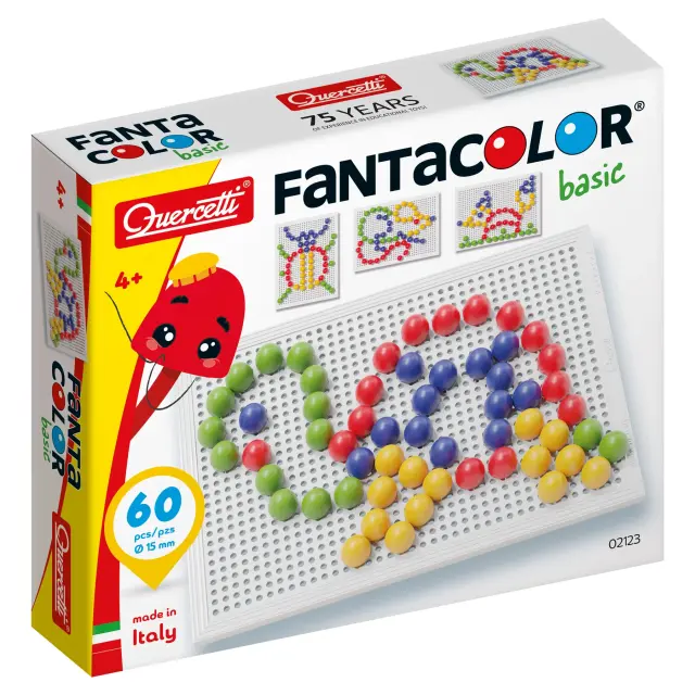 Quercetti FantaColor Basic Παιχνίδι Ψηφιδωτού με 60 Χρωματιστά Καρφάκια Ø15mm (4+ ετών) 02123