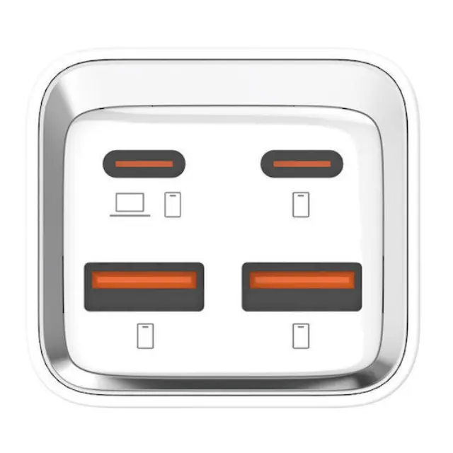 Ldnio Βάση Φόρτισης με 2 Θύρες USB-A και 2 Θύρες USB-C 65W Power Delivery / Quick Charge 4+ σε Λευκό χρώμα (A4610C) 2