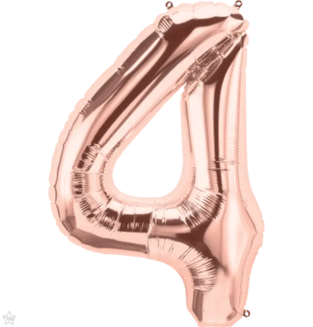 Foil Super Shape Number 4 Rose Gold 86 cm Height
