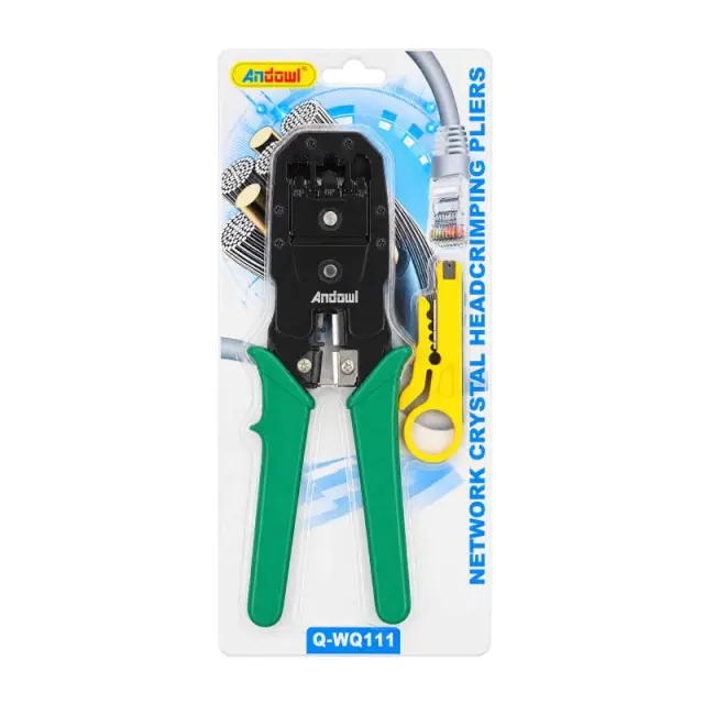Andowl Πρέσα Ακροδεκτών Δικτύου RJ45/RJ11 με Απογυμνωτή Καλωδίων Q-WQ111 - Network Crimping Pliers with Cable Stripper 0751243