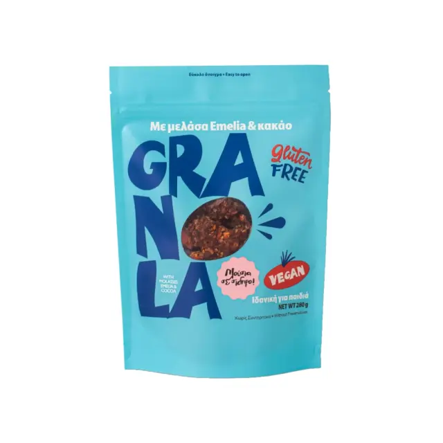 Granola με Κακάο & μελάσα Emelia 280gr Χωρίς Ζάχαρη
