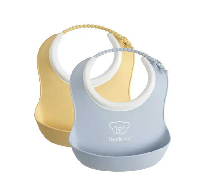 BABYBJÖRN Small Baby Bib, 2-pack Powder yellow/Powder blue 7317680463418
