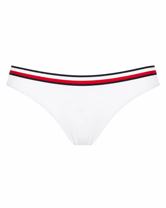 Tommy Hilfiger Γυναικείο Bikini Bottom Λευκό με Ριγέ Λάστιχο
