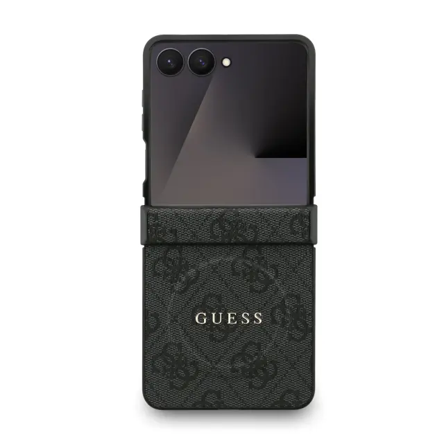 Guess PU Leather 4G Colored Ring Magnetic Case for Samsung Galaxy Z Flip 7 Black 2