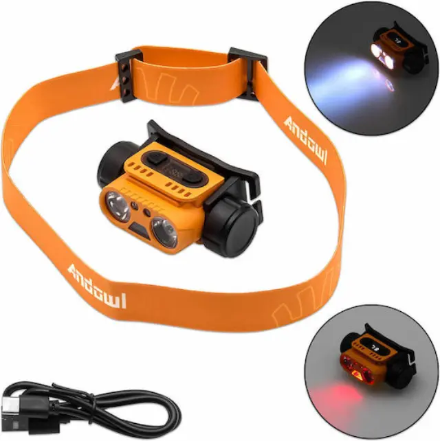 Andowl Επαναφορτιζόμενος Φακός Κεφαλής LED Q-D08 2