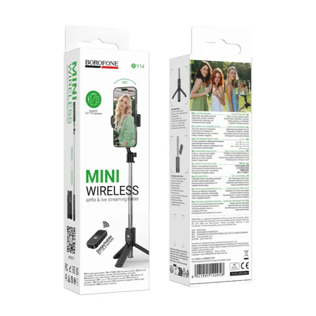 Selfie Stick Borofone BY14 Graceful Mini για Συσκευές 4.5"-7.0" με Τηλεχειριστήριο 120mAh Bluetooth v5.2 Μαύρο 2