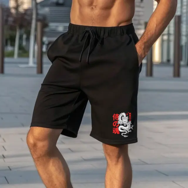Βερμούδα Noshame® Μαύρη με τύπωμα Dragon - 652602 - XXL