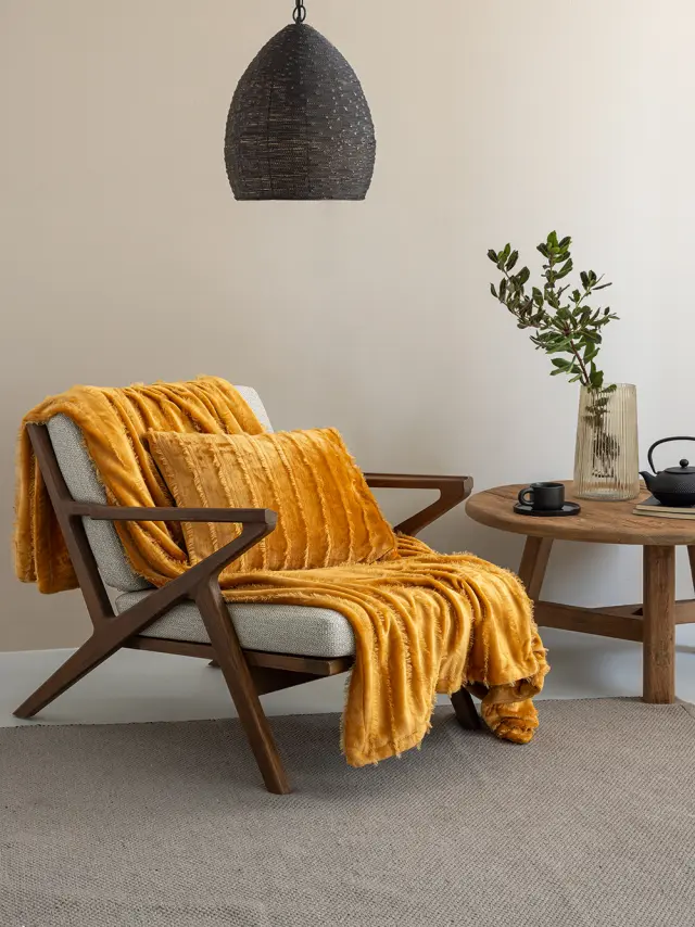 Κουβέρτα Καναπέ 130Χ180 Flannel Palamaiki Gwen Gold