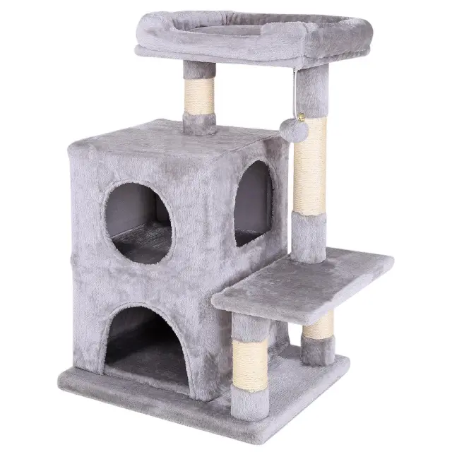 Ονυχοδρόμιο Γάτας 4 Επιπέδων Γκρι 50x40x80cm 3