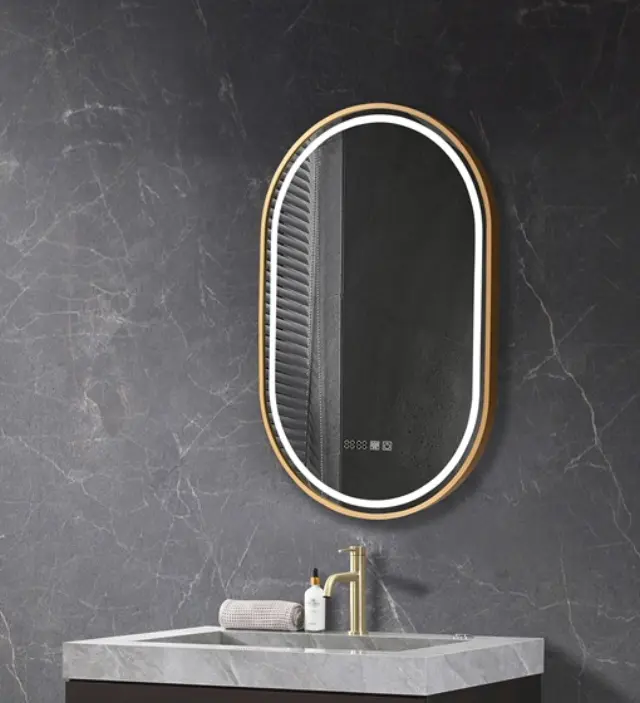 ΚΑΘΡΕΦΤΗΣ ΜΠΑΝΙΟΥ LED ΑΦΗΣ MIRRORLUX HELIOS S-4971G ΟΒΑΛ 900Χ600MM ΧΡΥΣΟΣ 2