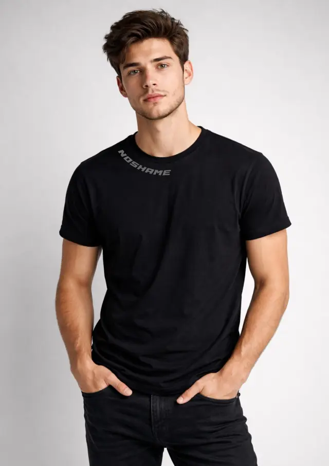 T-shirt Noshame® Μαύρο με τύπωμα - 152656 - XXL