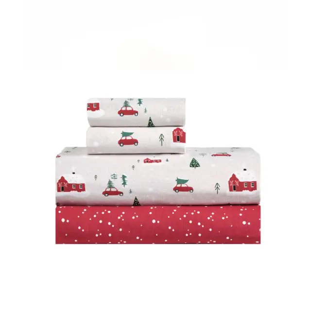 Σετ Σεντόνια Υπέρδιπλα 4 Τεμαχίων Kentia Feliz Off White-Red-Green-White 240x270 3
