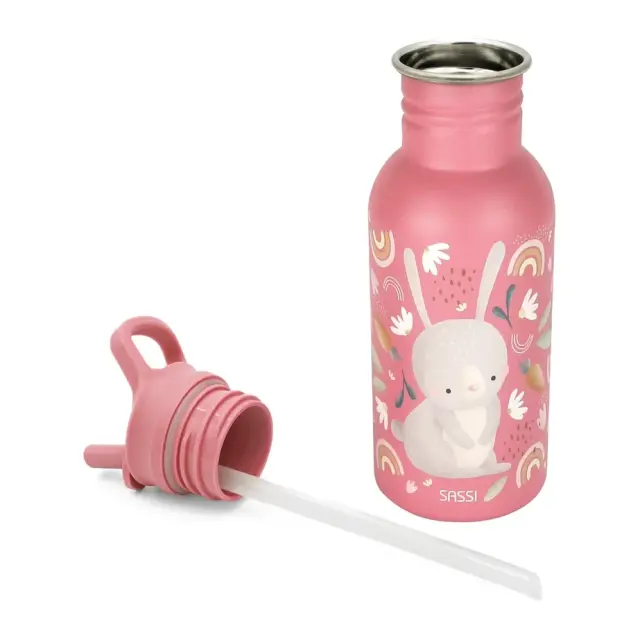 Sassi Ανοξείδωτο Παγούρι με Καλαμάκι 500ml Fluffy The Rabbit 2