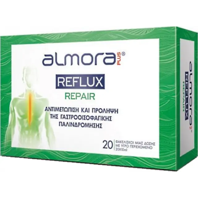 ALMORA Plus Reflux Repair, για την Αντιμετώπιση και Πρόληψη από τα Συμπτώματα της Γαστροοισοφαγικής Παλινδρομησης, 20φακ x 10ml 2
