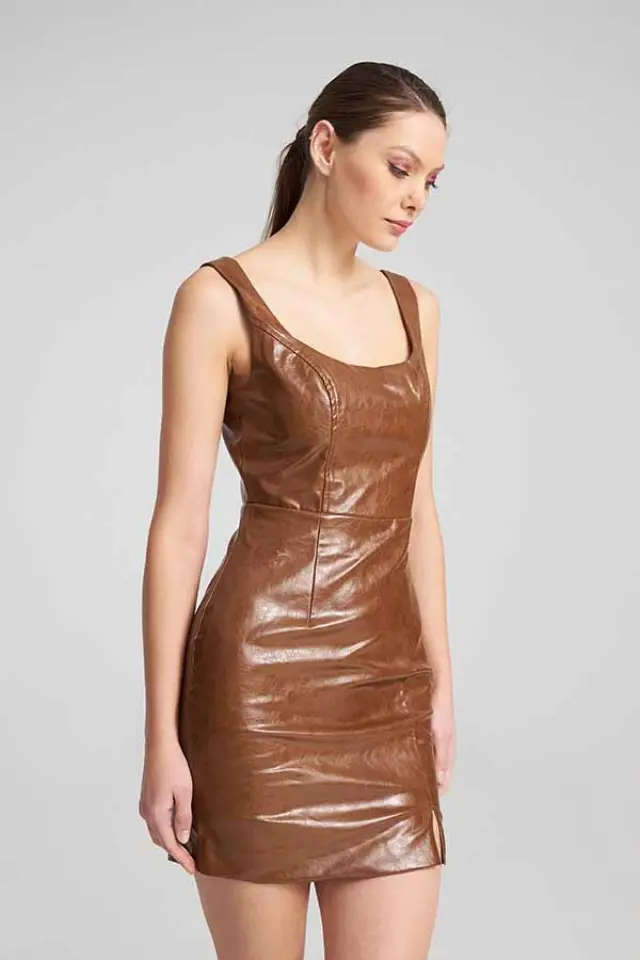 Faux Leather Mini Dress MOGGY DRESS - XS