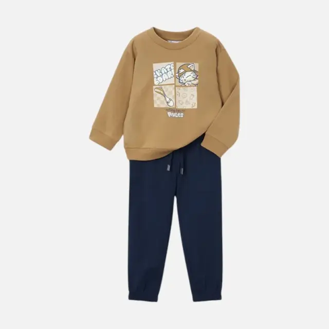 Mayoral Φόρμα Φούτερ Χωρίς Κουκούλα Μπεζ για Αγόρι