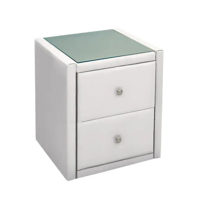Κομοδίνο WILTON Λευκό PU/PVC/Δέρμα 46x41x57cm