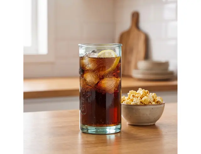 Ποτήρι Glass Drops Coca Cola (9017) Aπό 100% ανακυκλωμένο γυαλί, Xωρητικότητας 550ml, Διαστάσεων Ø 8 x Υ 17 cm 9017
