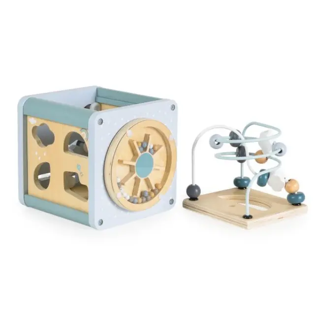 Moni Toys Ξύλινος Κύβος Δραστηριοτήτων Blue W11B316 3