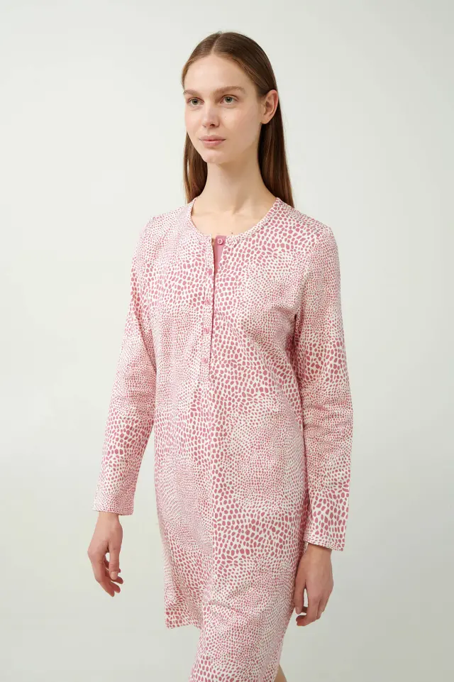 Vamp Νυχτικό Φούτερ Leopard Με Πατιλέτα Rose Elegance 2