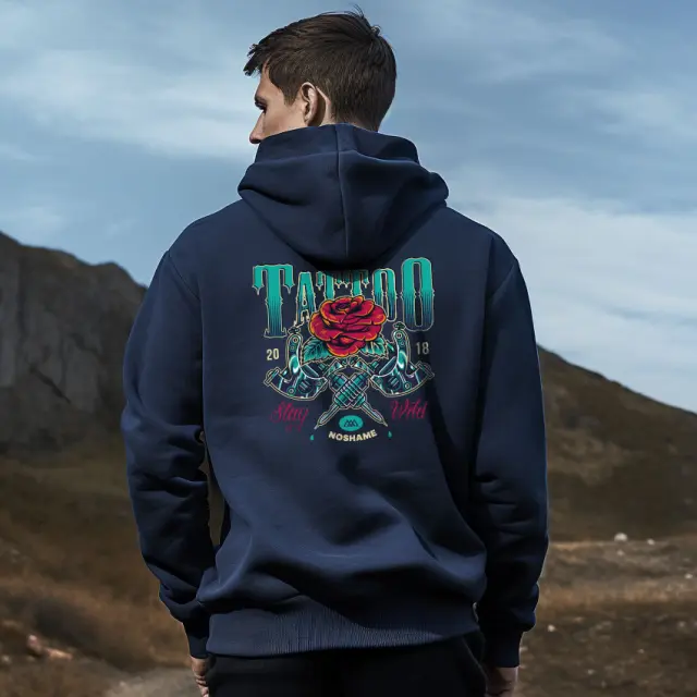 Φούτερ Noshame® Navy με τύπωμα και κουκούλα - 512307 - XXL