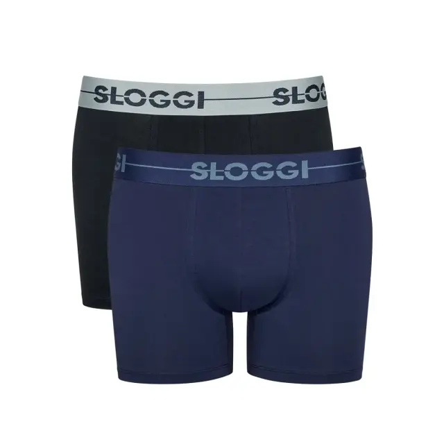 Sloggi Ανδρικό Boxer GO SMU East Short - Διπλό Πακέτο, Χρώμα Μαύρο-Σκ.Μπλε - M