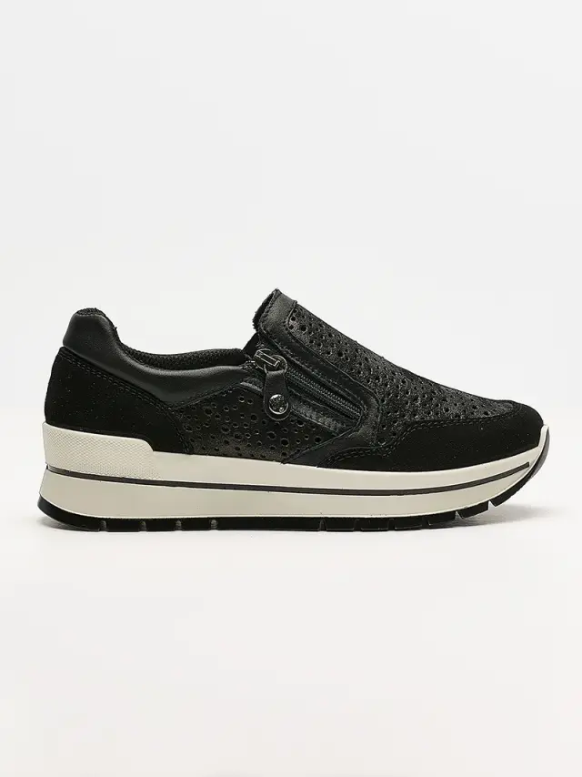 Imac Sneakers Γυναικείο δέρμα/δέρμα Nubuck Μαύρο IMA/557040 NERO/PERLATA 3