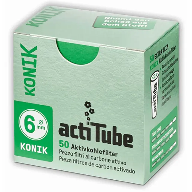 Ανταλλακτικό Φίλτρο actiTube Extra Slim KONIK 50 Κωνικά Ενεργού Ανθρακα 6mm