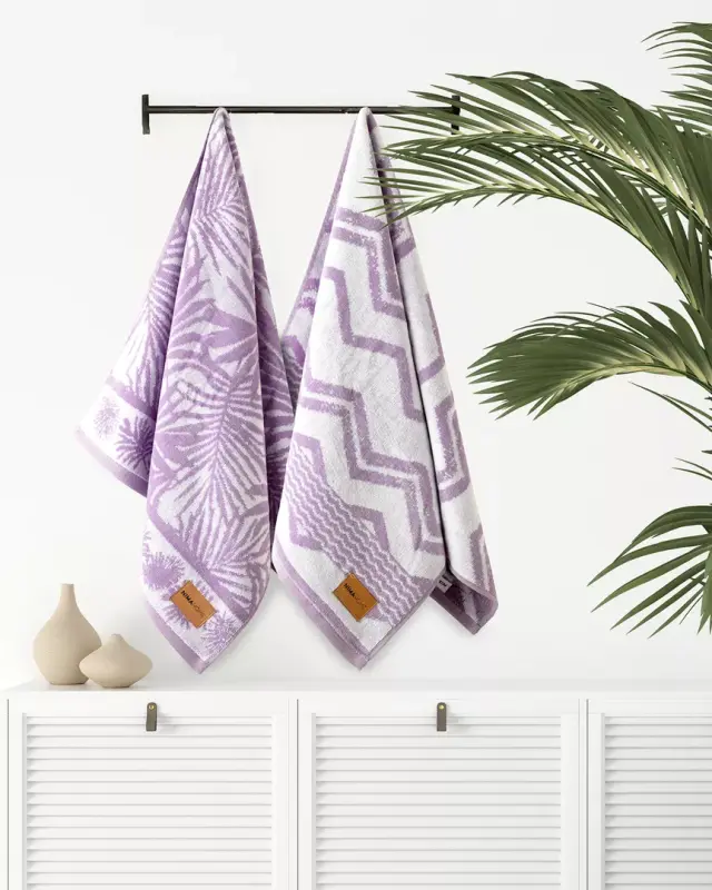 Σετ 2Τ Πετσέτες Προσώπου 50x90 480gsm Nima Alia Lilac-White 100% βαμβακερό