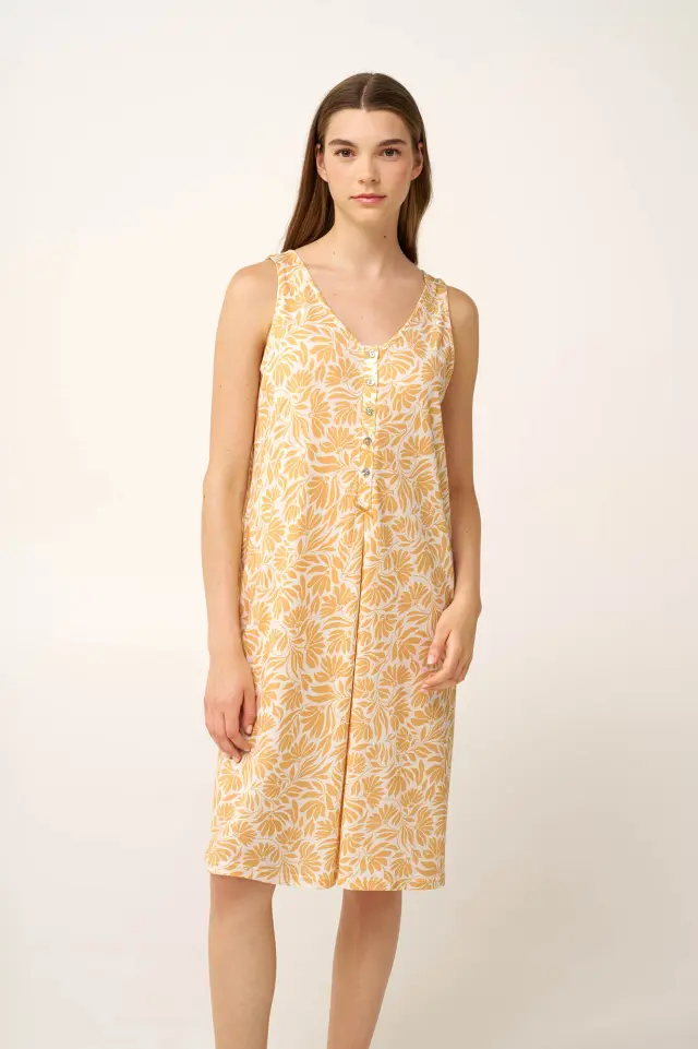 Αμάνικο Νυχτικό με Πρακτικά Κουμπάκια Vamp 24055 YELLOW SUN