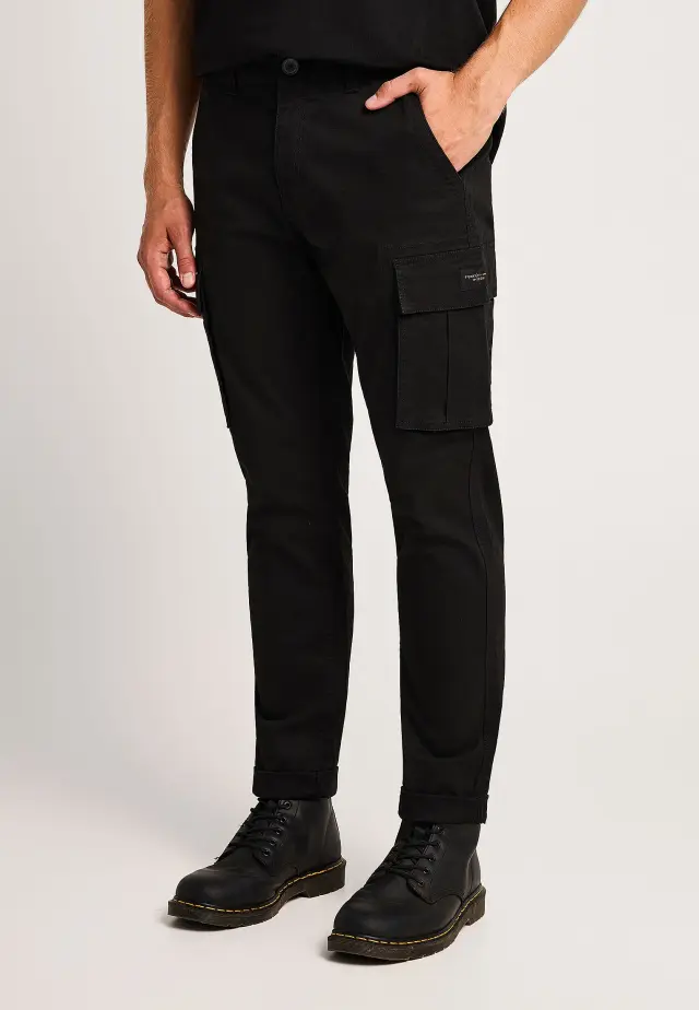 Funky Buddha Cargo Elastic Trousers in Regular Fit Black FBM014-002-02-Black - 38 3