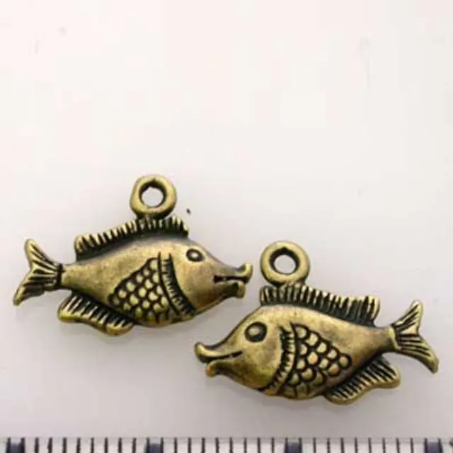 Διακοσμητικό Χυτό Pewter - Ψάρι 13x17mm - Antique Brass - 1τεμ