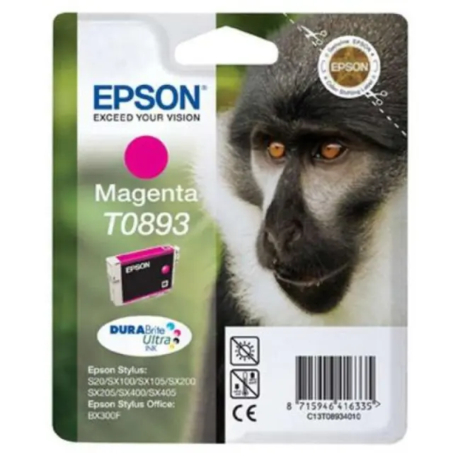 Epson T0893 Γνήσιο Μελάνι Εκτυπωτή InkJet Ματζέντα (C13T08934011 C13T08934010)