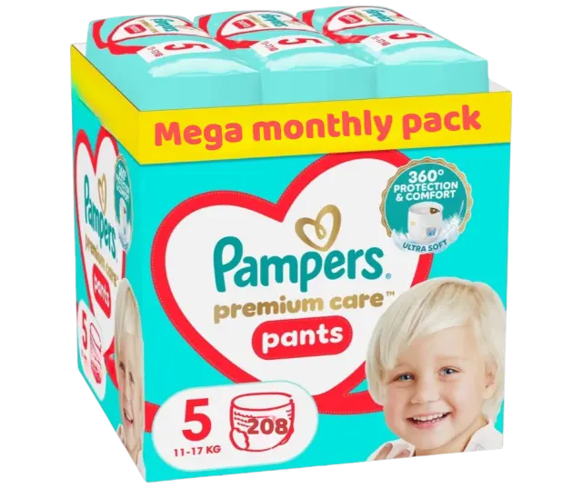 Pampers Premium Care Pants Mega Monthly Pack no5 (11-17kg) 208 Πάνες – Βρακάκι